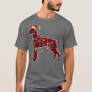 T-shirt Red Buffalo Plaid Great Dane Dog lumières de Noël 