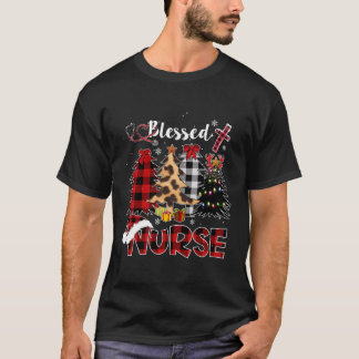 T-shirt Red Buffalo Plaid Leopard Nurse Christmas béni