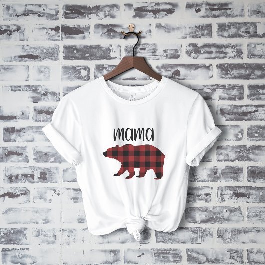 T-shirt Red Buffalo Plaid Mama Ours cadeau de vacances