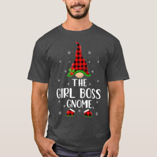 T-shirt Red Buffalo Plaid Matching The Girl Boss Gnome Chr