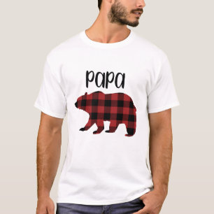 T-shirt Red Buffalo Plaid Papa Bear cadeau de vacances