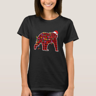 T-shirt Red Buffalo Plaid Polar Ours Pajamas de Noël Xma