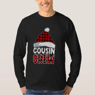 T-shirt Red Buffalo Plaid Santa Hat Cousin Crew Noël Famil