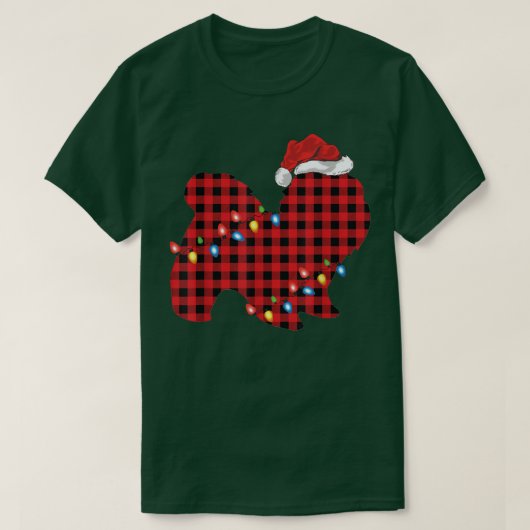 T-shirt Red Buffalo Plaid Santa Hat Shih Tzu Chien Noël (Design devant)