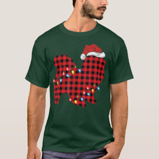 T-shirt Red Buffalo Plaid Santa Hat Shih Tzu Chien Noël