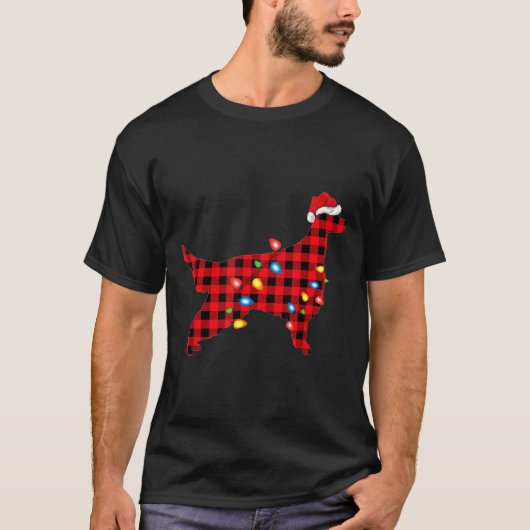 T-shirt Red Buffalo Plaid Santa Irish Setter Dog Christmas (Devant)