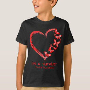 T-shirt Red Butterfly Heart I'm A Survivor Stroke Awards
