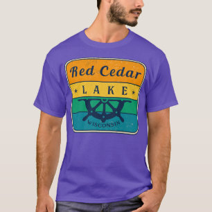 T-shirt Red Cedar Lake Boating Pêche Vintage1506