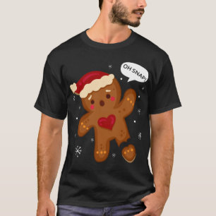 T-shirt Red Cheeks Oh Snap Broken Gingerbread Père Noël