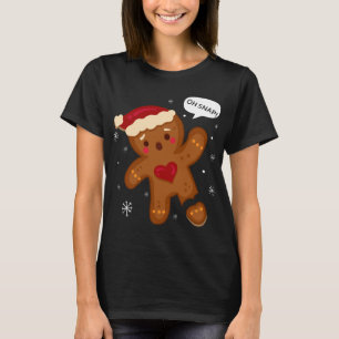 T-shirt Red Cheeks Oh Snap Broken Gingerbread Père Noël