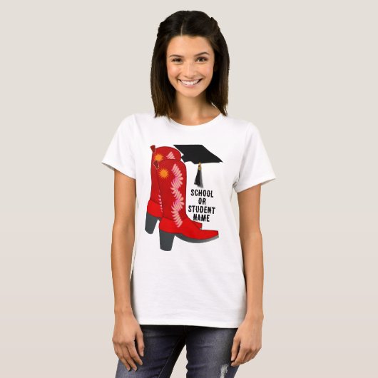 T-shirt Red Cowboy Boots Graduation (Devant entier)