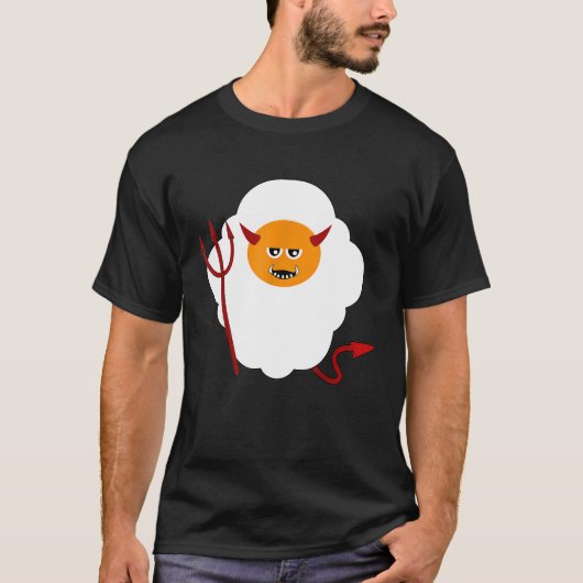 T-shirt Red Devil Horns Tail Pitchfork Deviled Fried Egg H (Devant)