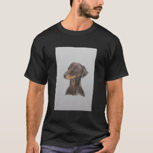 T-shirt Red Doberman Natural Ears Scoop