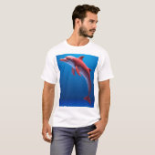 T-shirt Red Dolphin Soaring Above the Clouds (Devant entier)