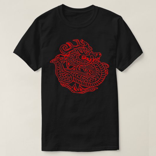 T-shirt Red Dragon, Chinese dragon stamp,simple dragon gra (Design devant)