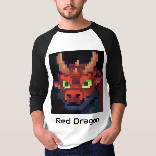 T-shirt Red Dragon Pixel Art T Shirt (Devant)