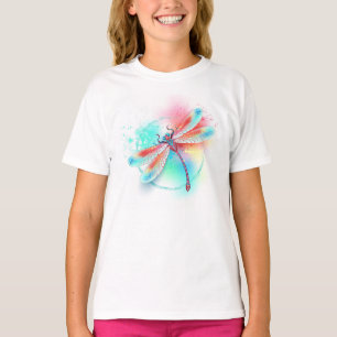 T-shirt Red dragonfly on watercolor background