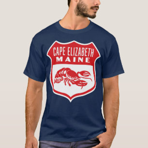 T-shirt Red du bouclier rétro du cap Elizabeth Maine