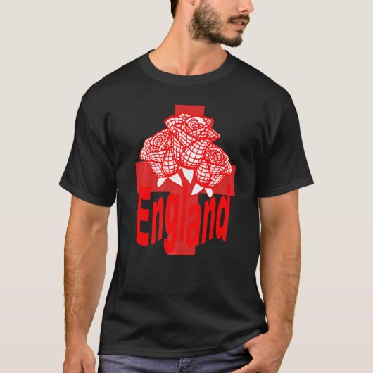 T-shirt Red England Texte Isolé St George Croix Et Rose (Devant)
