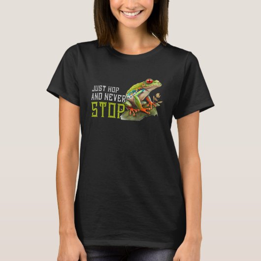T-shirt Red Eyed Tree Frog Hop And Never Stop Rainforest A (Devant)