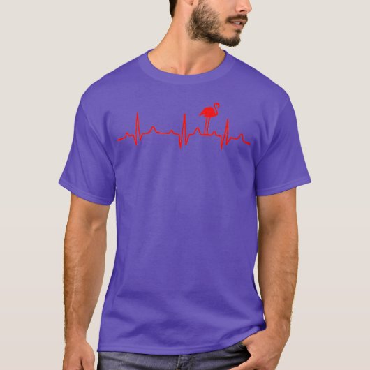 T-shirt Red Flamingo Heartbeat Rose Flamingo Bird Lovers (Devant)