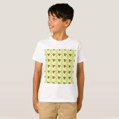 T-shirt Red Floral Vine Pattern on Light Green (Devant entier)