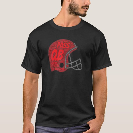 T-shirt Red Football Helmet for QB  Quarterback Player (Devant)