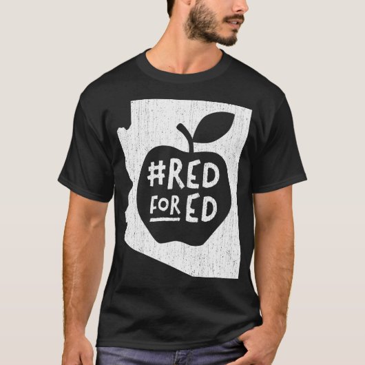 T-shirt Red for Ed  Arizona Teacher Apple Chalk Rough  (Devant)