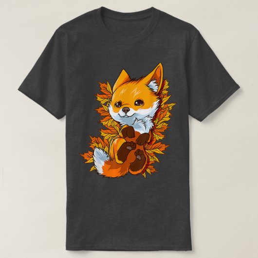 T-shirt Red Forest Fox Baby Animal Autumn Fall Leaves 884 (Design devant)