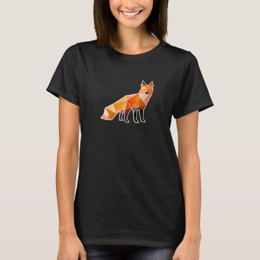 T-shirt Red Fox Low Polygon Animal (Devant)