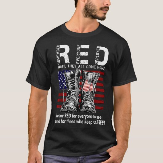 T-shirt Red Friday Suprt Our Troops Until They All Come Ho (Devant)