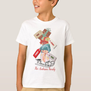 T-shirt Red Green Sled tendance Nom de famille Noël Enfant