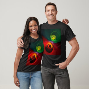 T-shirt Red Green Yin Yang Moderne Motif d'art Abstrait #2