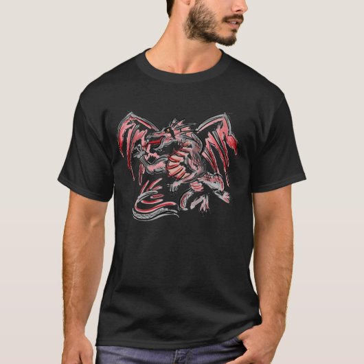 T-shirt Red gris dragon gars tee (Devant)