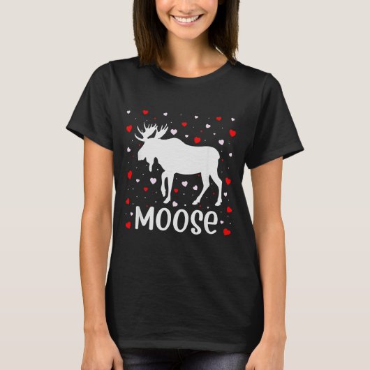 T-shirt Red Heart Cud Love Graphic Moose Lover Valentine D (Devant)