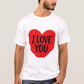 T-shirt Red Heart “I LOVE YOU” – Romantic Minimalist Desig