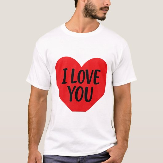 T-shirt Red Heart “I LOVE YOU” – Romantic Minimalist Desig (Devant)