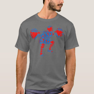 T-shirt Red Heart Love Blue PapaPoids Lifter Daddy Père