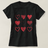 T-shirt Red Hearts, Doodles of love, Valentine's Day. (Design devant)