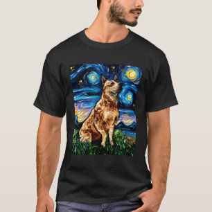 T-shirt Red Heeler Starry Night Cattle Chien Art Coloré Pa