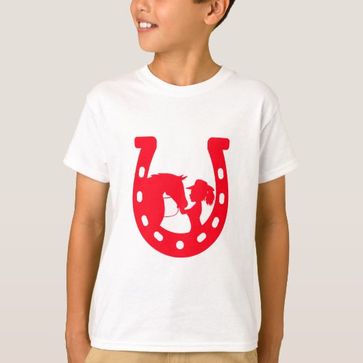 T-shirt Red Horseshoe Girl and Horse (Devant)