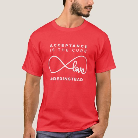 T-shirt Red Instead Acceptance Of Autism (Devant)
