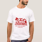 T-shirt Red Just Married Typography Couple Custom Name (Devant)