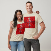 T-shirt Red Keep Calm Have Your Text on Union Jack Flag (Unisexe)