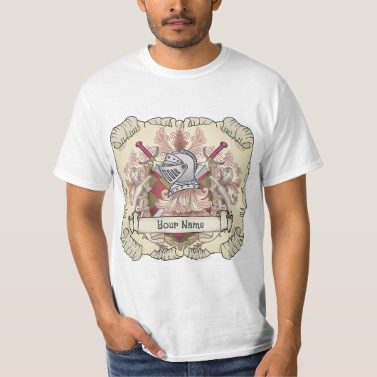 T-shirt Red Knight Family Crest Nom (Devant)