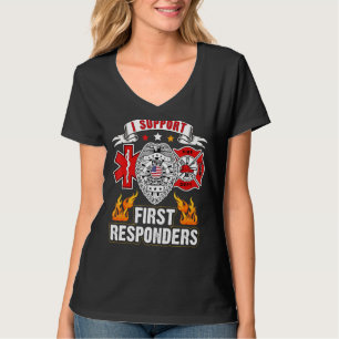 T-shirt Red Line American Flag Firefighter Support Plus Si