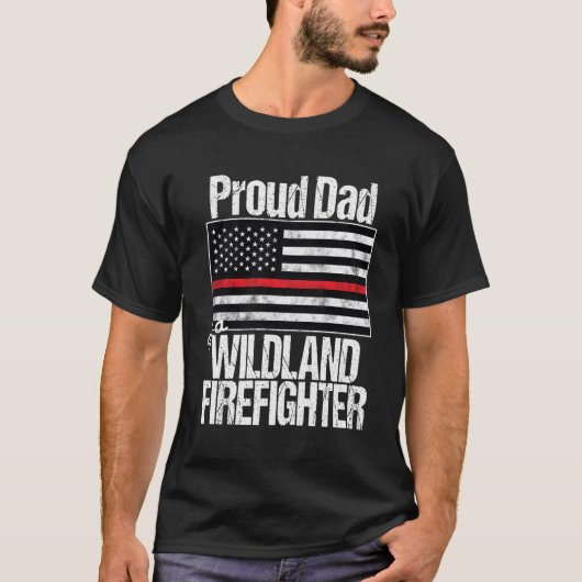 T-shirt Red Line Drapeau Fier Papa D'Un Pompier Wildland (Devant)