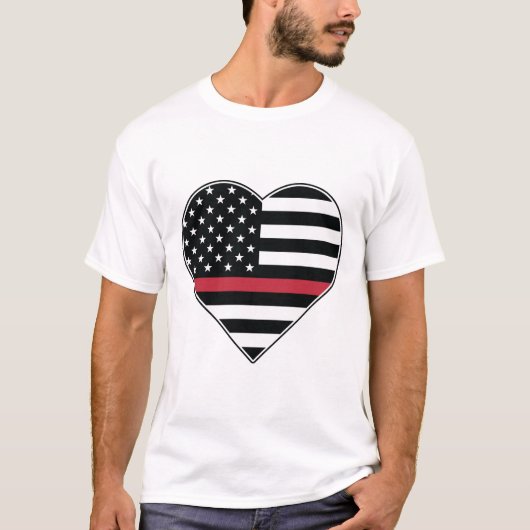 T-shirt Red Line Flag Heart (Devant)