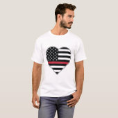 T-shirt Red Line Flag Heart (Devant entier)