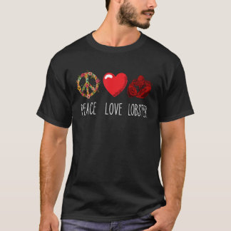 T-shirt Red Lobster Love Peace Heart Seafood Crawfish Lobs